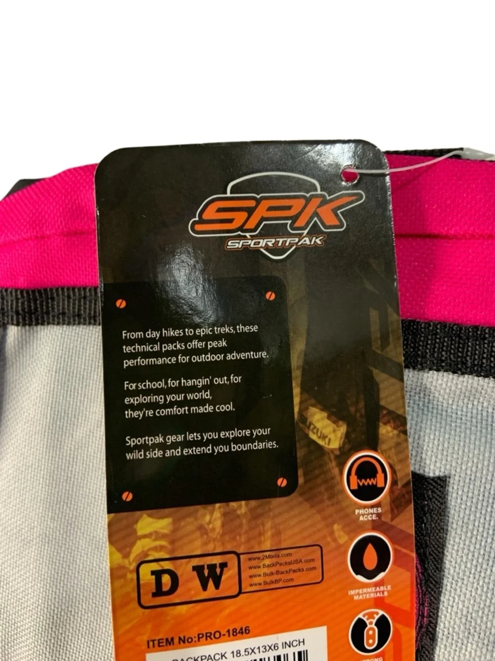 New Sportpak Stylish Pink and Gray Backpack